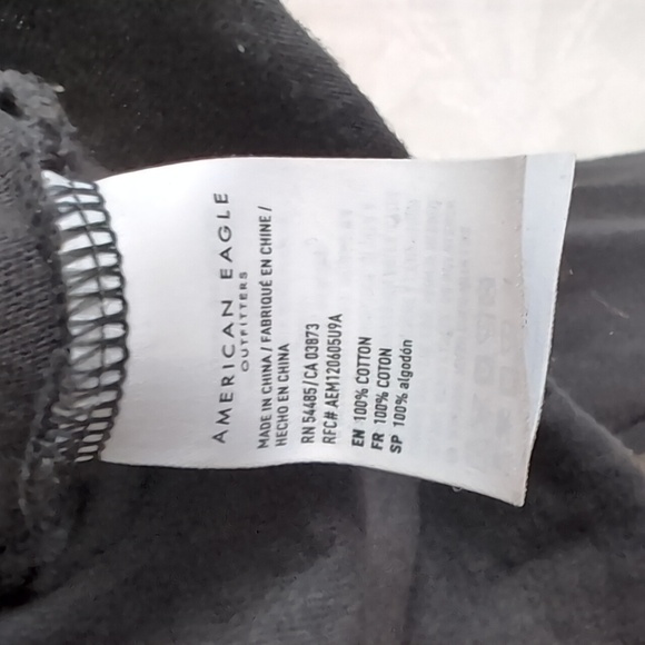 American Eagle Black Buttoned Polo Long Sleeve Cropped Top Size Small - Picture 4 of 5